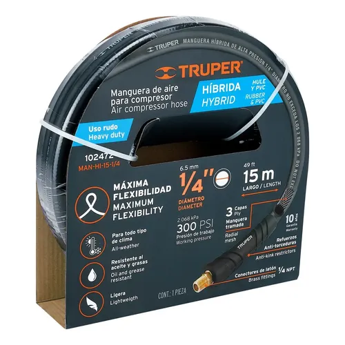 Tuyau d'air hybride en caoutchouc PVC de Chine (1,4 po x 50 pi) avec raccords. Tuyau d'air