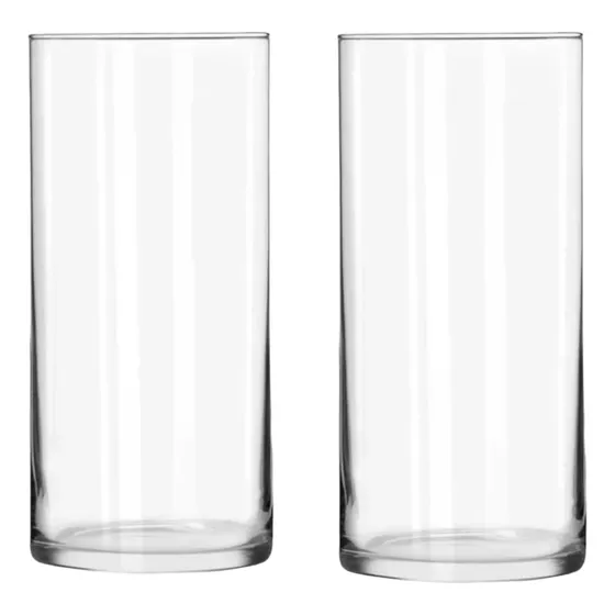 2 Vasos Tubo Vidro Cilíndrico Transparente 10x30 Decoração