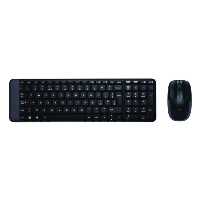 Kit de teclado y mouse inalámbrico Logitech MK220 color negro
