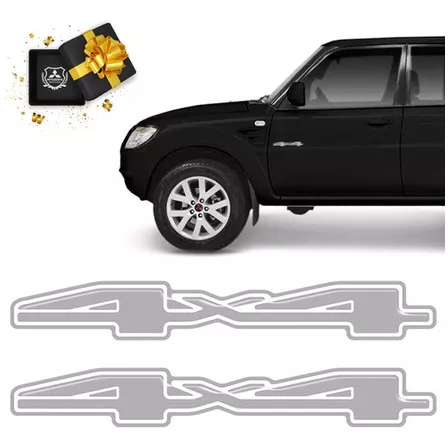 Adesivos 4x4 Pajero Tr4 2014 2015 2016 Emblema Prata Lateral