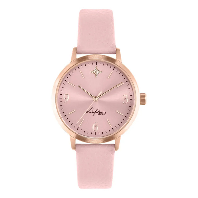 ⌚ Relógio Life Realizações Couro Rosé