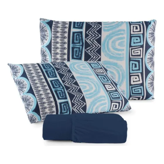 Kit Jogo De Lençol Roupa Cama Solteiro 2 Peças 100% Algodão Cor R5 Desenho Do Tecido Liso Com Fronhas Estampadas