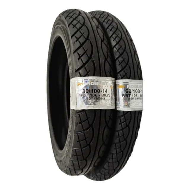 Par Pneus Sem Camara Biz E Pop 60/100-17 E 80/100-14 Tl