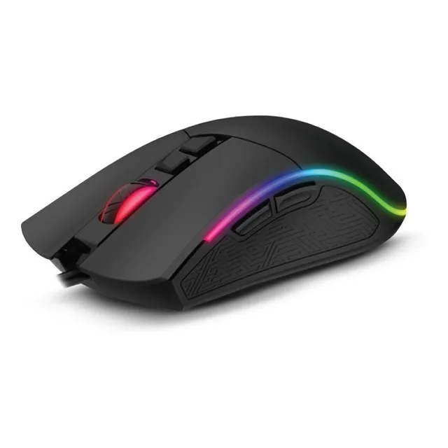 Mouse Gaming Gamer Optico Usb 7 Botones Luces Led 4800 Dpi Color Negro