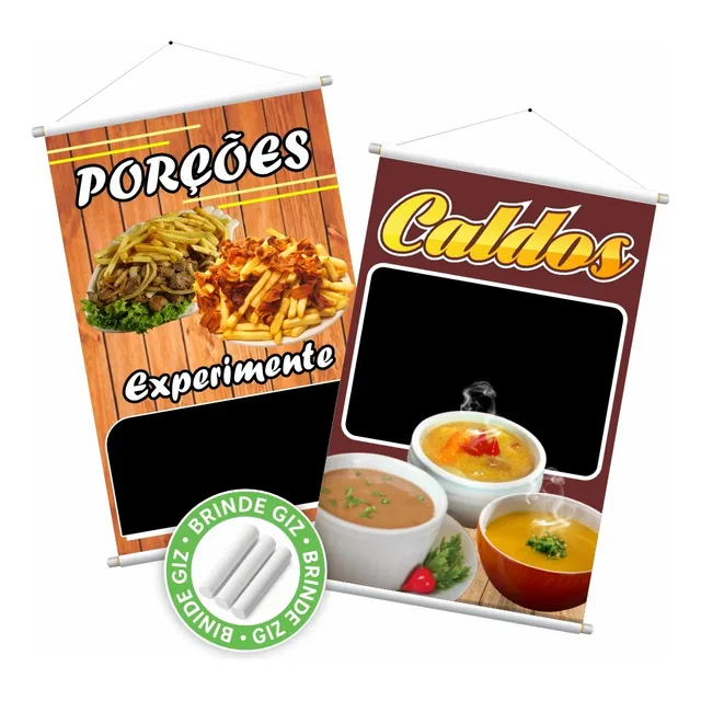 Kit Faixa Temos Caldos Comércio Restaurante Bar P/ Pendurar