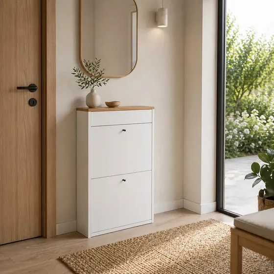 Mueble zapatero organizador para 12 pares con espacio superior de guardado