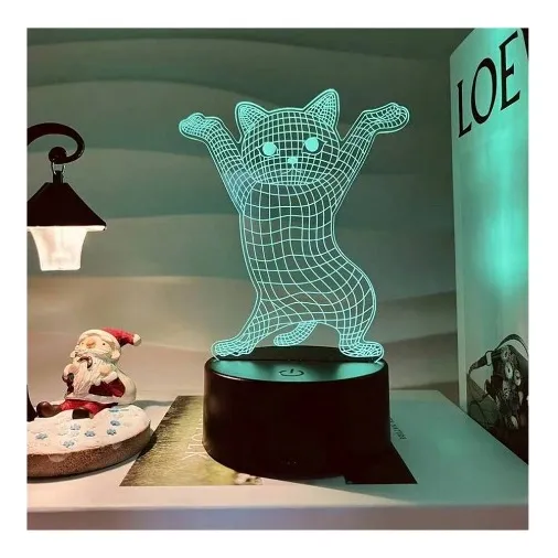Lampara 3d Luz Led Gato Bailando, Multicolor