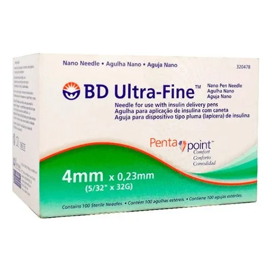 Bd Ultra Fine Aguja Nano 32gx4mm 100pzas Capacidad En Volumen 0 Ml
