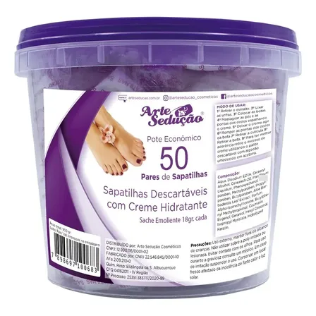 Sapatilhas C/ Creme Emoliente Manicure Arte Sedução 50 Pares