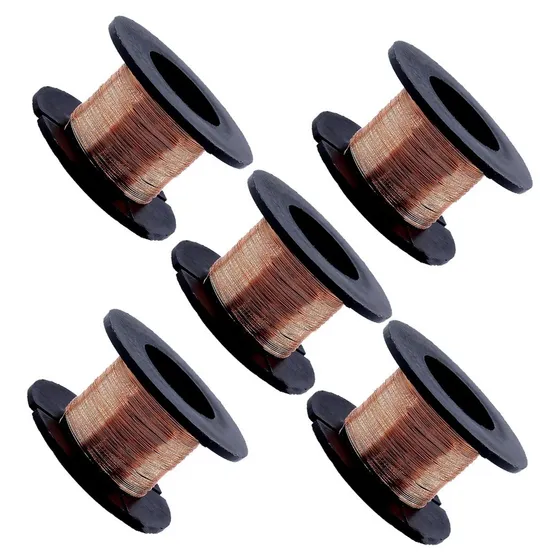 5 Rollos De Alambre Magneto Cobre Esmaltado 38awg 11m Bobina