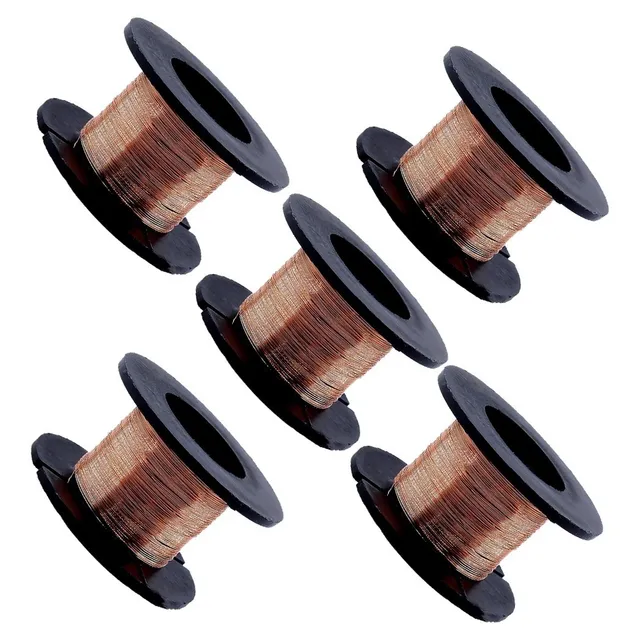 5 Rollos De Alambre Magneto Cobre Esmaltado 38awg 11m Bobina
