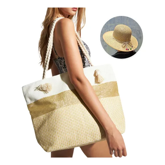Bolso Cartera De Playa Con Sombrero