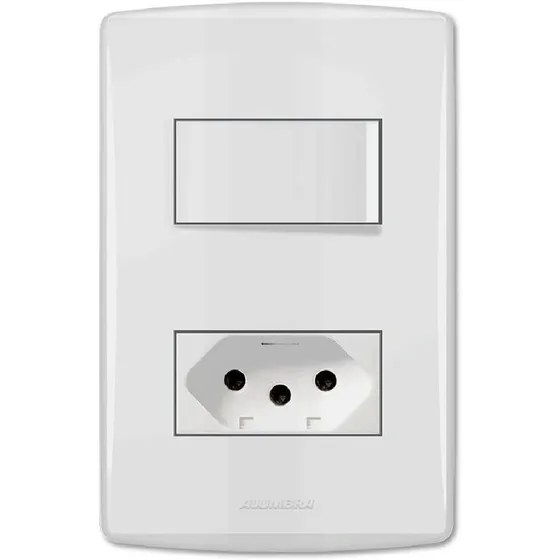 Conjunto 1 Interruptor E 1 Tomada 10a Siena 6084 Alumbra Cor Branco