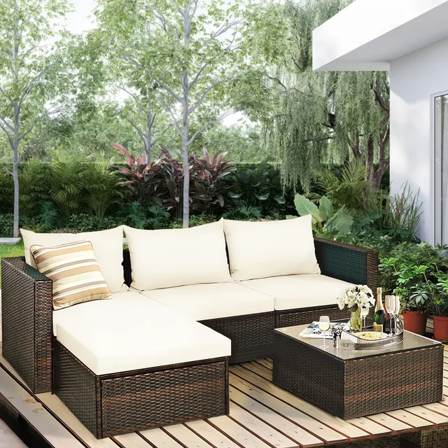 Seccional Intercambiable 3 Cuerpos Terraza Sofa + Mesa Estructura Café