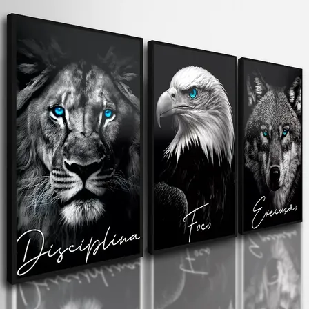 Quadros Decorativos Execução Disciplina Foco Leão Escritório Abstrato