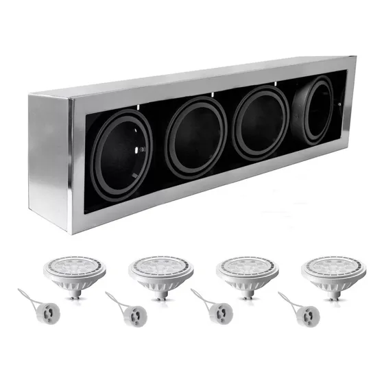Spot Plafon Aplicar Platil 4 Luces Ar111 Cardanico Completo