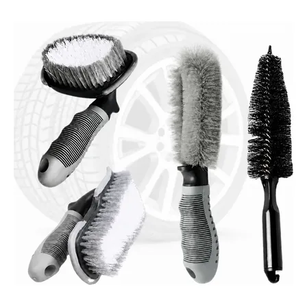 Kit 4 Escovas Para Limpeza De Rodas E Pneus Automotiva Moto