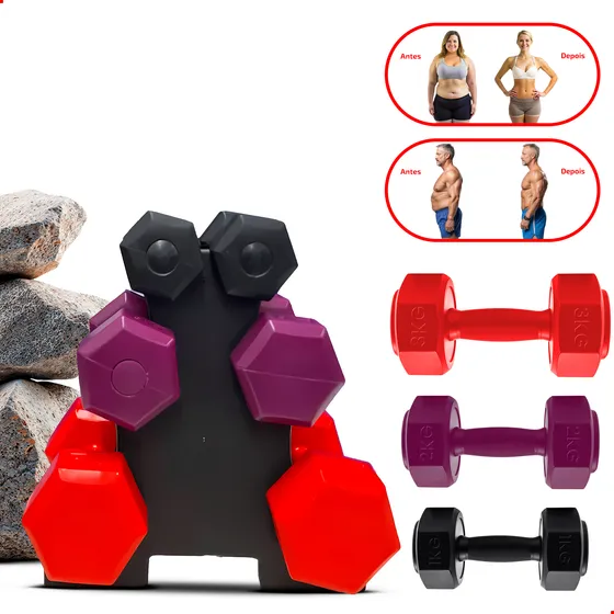 Kits De Halter Par De 1 Kg A 3 Kg Com Suporte Treino Em Casa