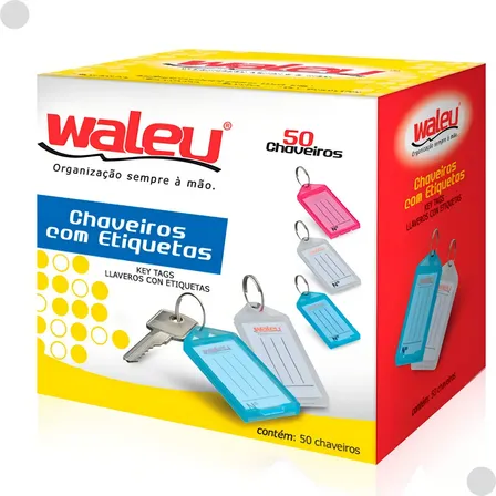 Caixa Chaveiro Com Etiqueta Organizador Waleu 50 Unidades