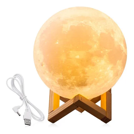 Lampara Luna 3d Luz Led Grande 18cm Con Soporte Oferta