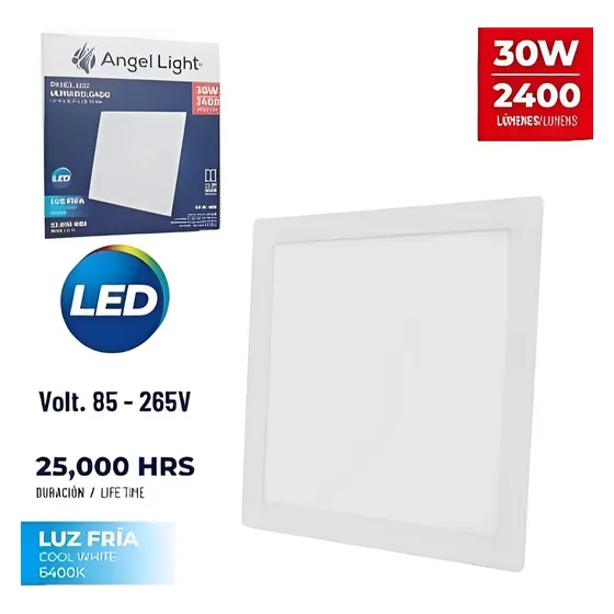 Lampara Panel Led Cuadrada Para Sobreponer 30w. Angel Light.