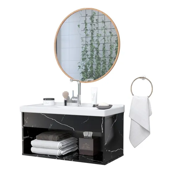 Gabinete Banheiro Em Mdf Com Pia Cuba - Zoff Riverzza