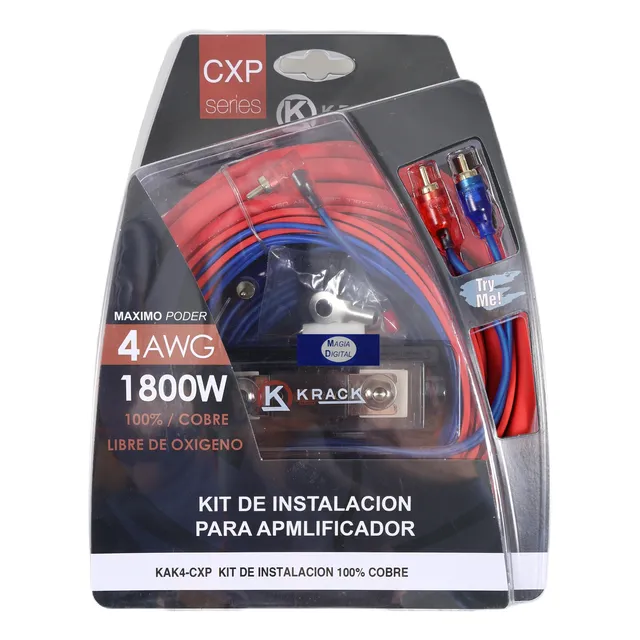Kit Instalación Cal. 4 Krack Audio Kack4-cxp 100% Cobre Ofc