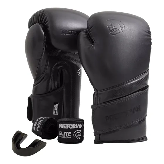 Luva De Boxe Muay Thai Elite Pretorian + Bandagem+bucal