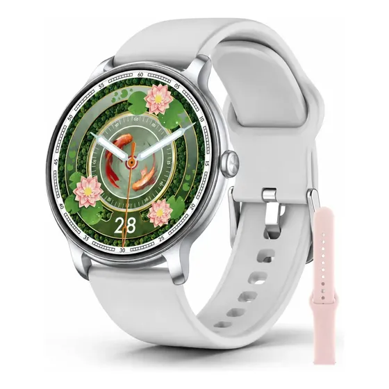 Smartwatch Reloj Inteligente Mujer Olsen Pantalla AMOLED Bluetooth Llamadas IP68 Color White-Pink