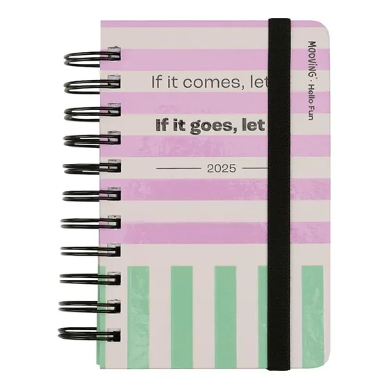 Agenda Mooving Hello Fun 10x15 Día Por Pagina Rosa Hello Fun 2025