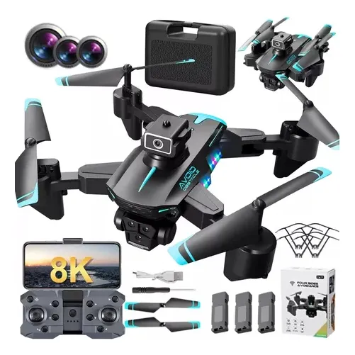 Mini Dron Profesional Ky605 Completo Con 3 Cámaras Hd Color