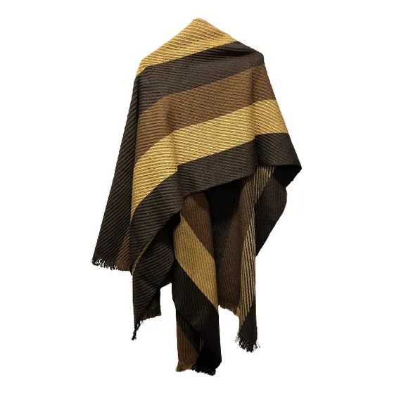 Ruana Chal Pashmina Unisex Invierno Combinada Marron