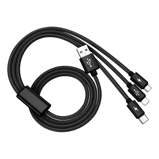 Cable De Carga 120w Triple 3 En 1 Usb Tipo C Micro iPhone