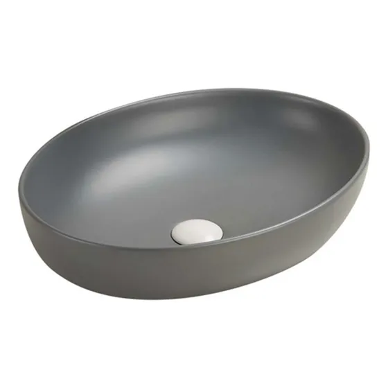 Bacha De Loza 51.5x39x14.5cm De Apoyo Gris Mate