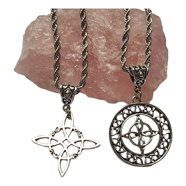 Nudo Luz De Brujas Amuleto Protección Con Cadena Acero