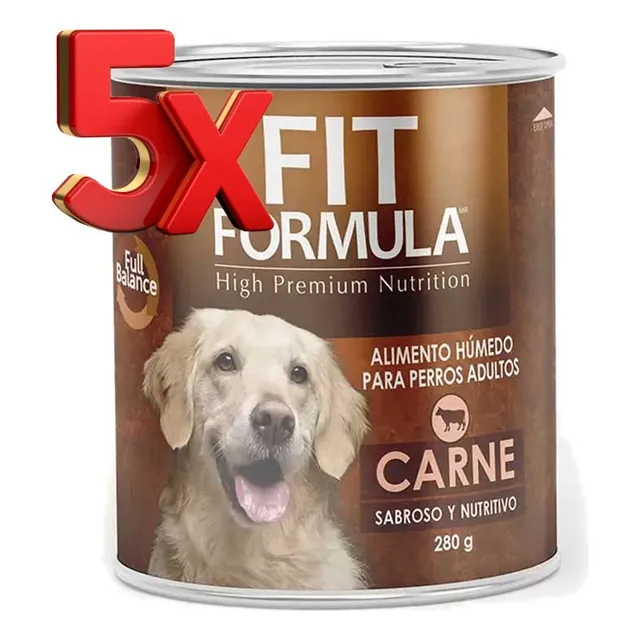 5 X Lata Alimento Humedo Fit Formula Adulto Carne 280 Gr