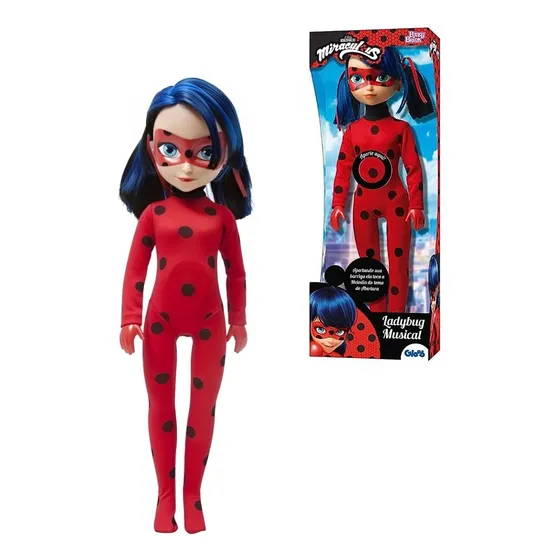 Boneca Ladybug Músical 45cm Miraculous Baby Brink Vermelho Menina Menino Criança Infantil Vinil