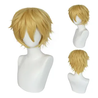 .1 Peluca De Cosplay Rubia Corta Y Recta For Adultos .1 Peluca De Cosplay Rubia Corta Y Recta For Adultos