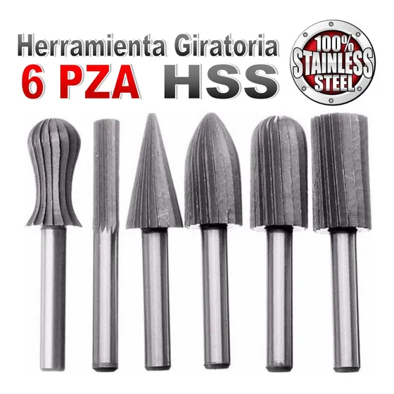 Juego De Fresas Rotativas De Acero Hss 6mm Vástago Tungsteno