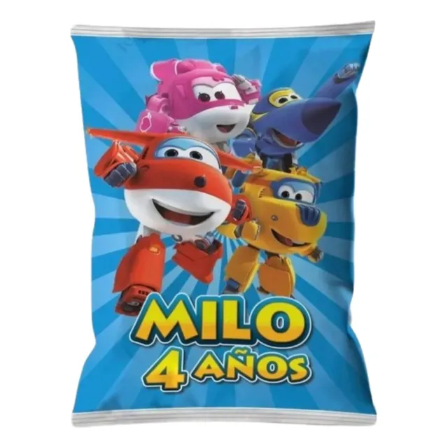 X10 Bolsitas Chip Bag Para Sorpresitas Aviones Super Wings 