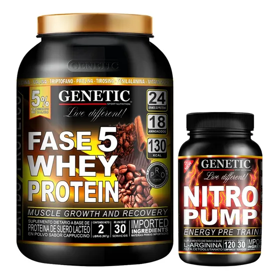 Masa Muscular Energía Whey Protein 1 Kilo Nitro Pump Genetic