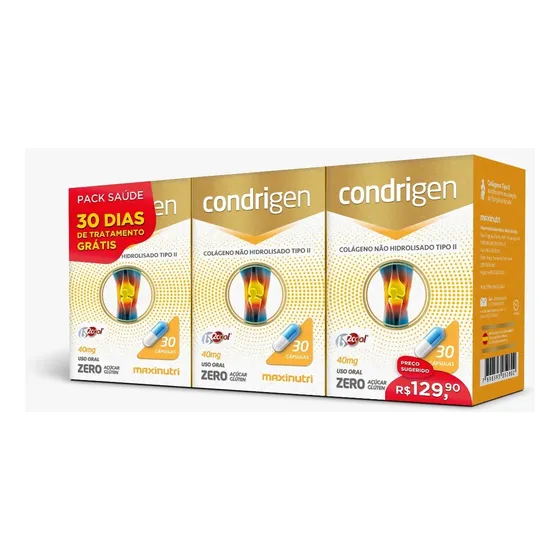 Kit 3 Condrigen 40mg (3x 30 Cáps) Colágeno Tipo 2 Maxinutri