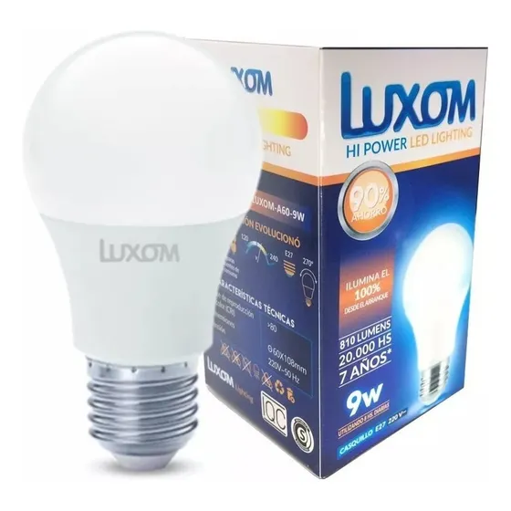 Pack 5 U. Lampara Foco Led 9w (75w) E27 Fría-calida 220-240v Luz Blanco Frío