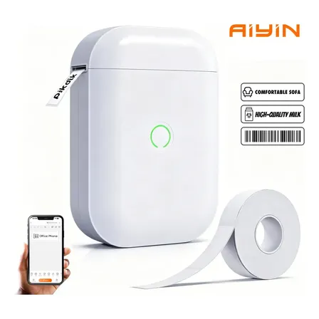 AIYIN Impressora De Etiquetas Portátil Bluetooth + 1 Rolo Papel 203Dpi 1500mAh Etiqueta I…