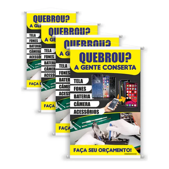 4 Banners Conserto De Celular Faça Seu Orçamento