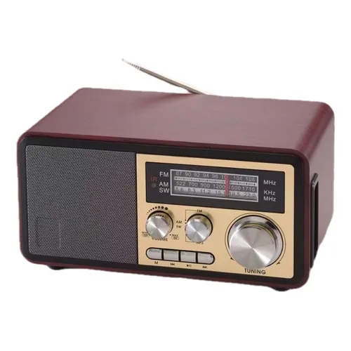 Radio Cassette Vintage Am/fm Mp3 Sd Enchufe 220v Color Marrón Oscuro