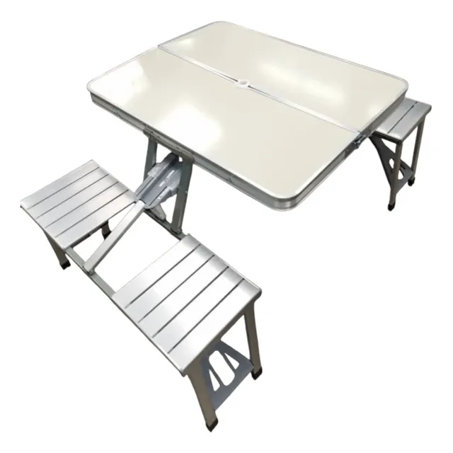 Mesa De Aluminio Plegable Con Sillas Para Camping