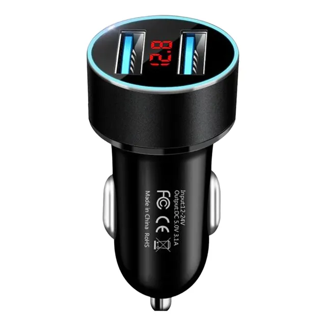 Carregador Celular Acendedor Cigarro Veículo 2usb Voltímetro