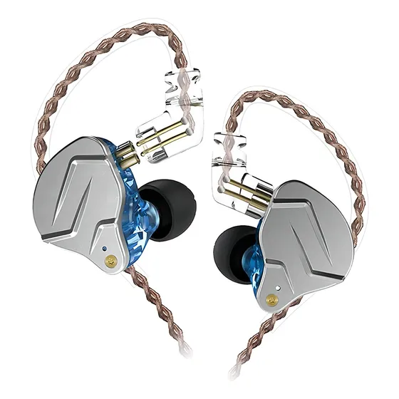 Auriculares Kz Zsn Pro In Ear Para Monitoreo 3.5mm Intrauditivos Híbridos color gris con azul