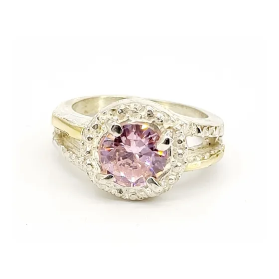 Anillo Plata 925 Y Oro Con Piedra Muy  Elegantes Delicados